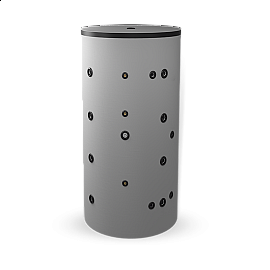 Неемайлиран буферен съд 1000 л. с една черна и една неръждаема серпентина