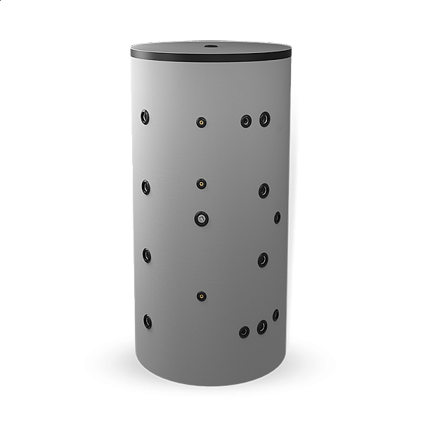 Неемайлиран буферен съд 1000 л. с една черна и една неръждаема серпентина