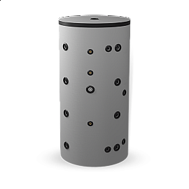 Неемайлиран буферен съд 500 л. с една черна и една неръждаема серпентина