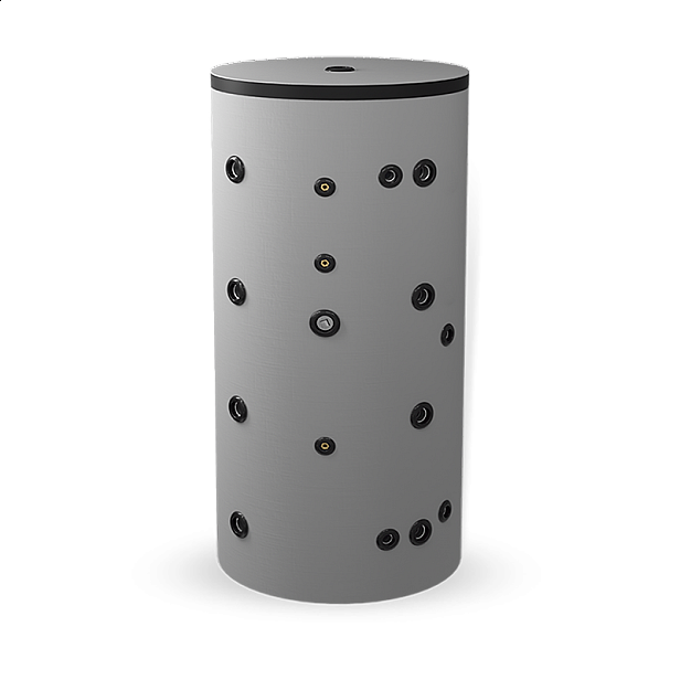 Неемайлиран буферен съд 500 л. с една черна и една неръждаема серпентина